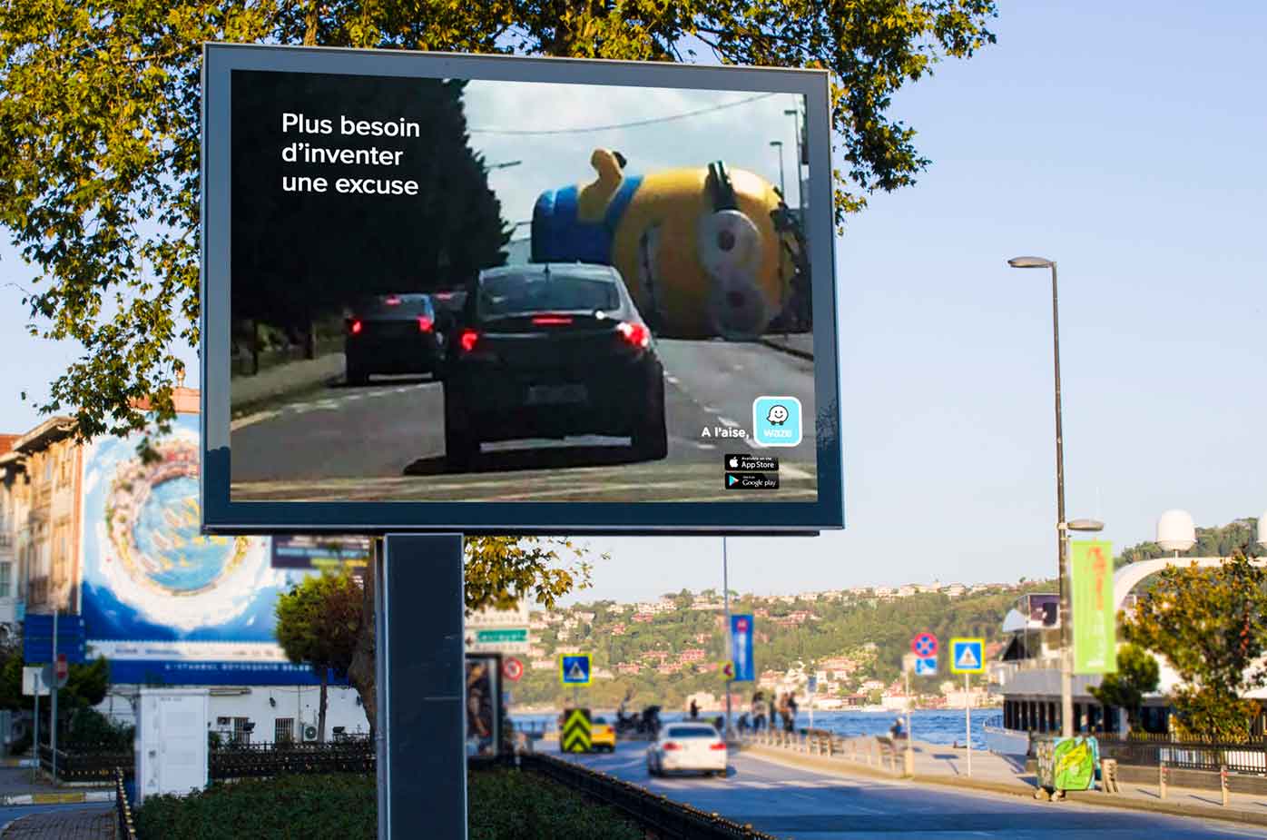 waze publicité minions