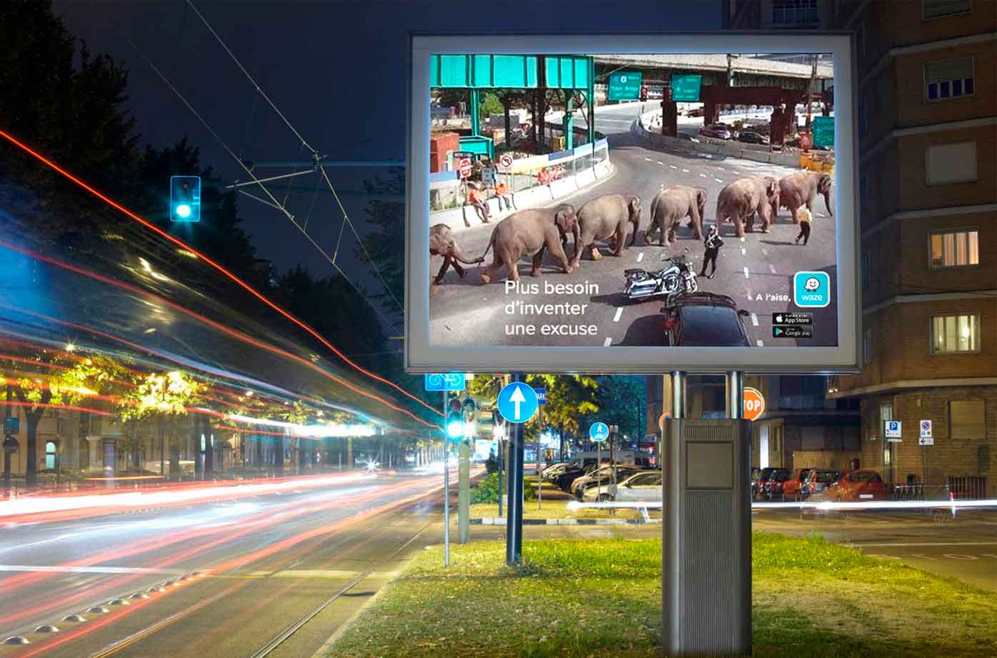 waze publicité éléphants